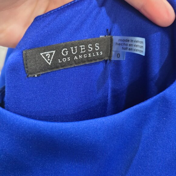 Guess Women Blue Dress Party Tank with High Neck Wrap Size 0‎ - Picture 5 of 6